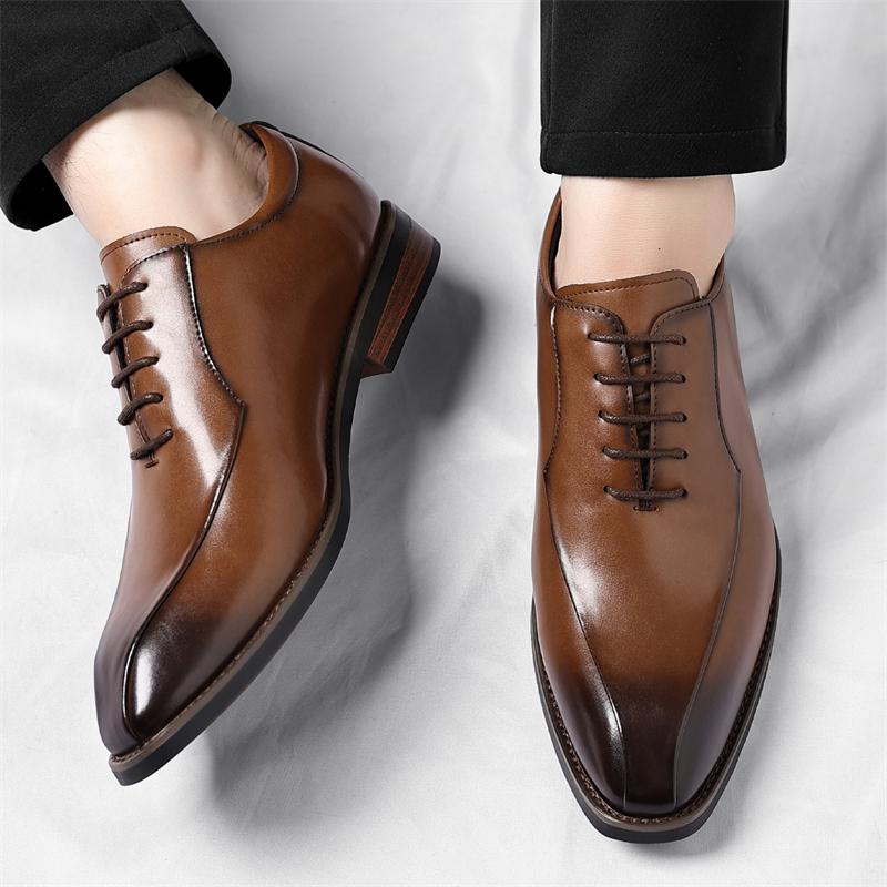 Fashion British Style Men's Business Leather Shoes Classic Gentleman High Quality Style Groom's Wedding Dress Black Brown Plus Size