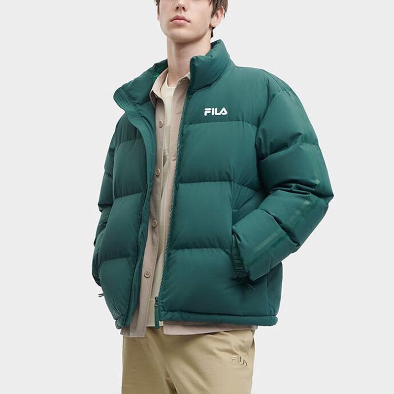 Fila Letter Logo Printed Lined Loose Thick Warm Jacket Down Coat Unisex Jackets Show-Peak-Green F51U349901F-GN