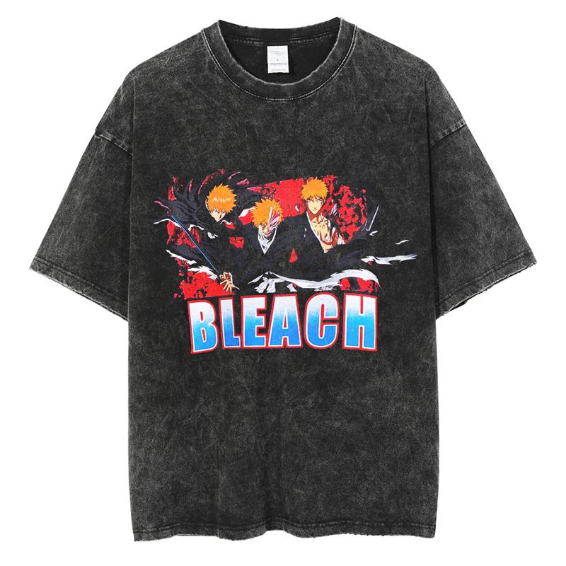 Japonia Anime Bleach Zaraki Kenpachi Graficzny Nadruk T-shirt Męski Damski Koszulki Manga Harajuku Męski Oversize Prany Bawełniany T-shirt