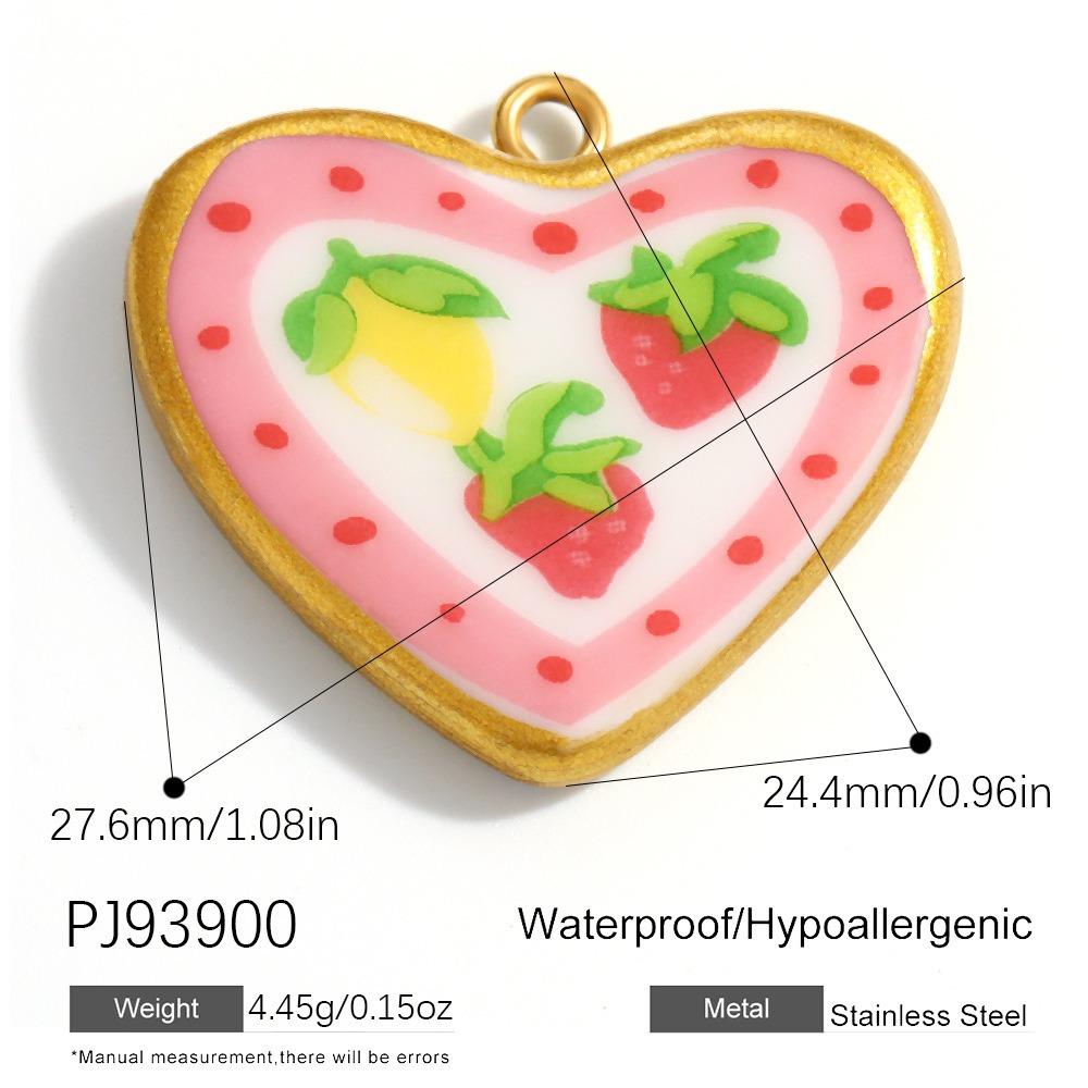 Stainless Steel Heart Cherry Fruit Flower Dog Colored Hand-painted Charms for Jewelry Making Necklaces DIY Material Colorfast