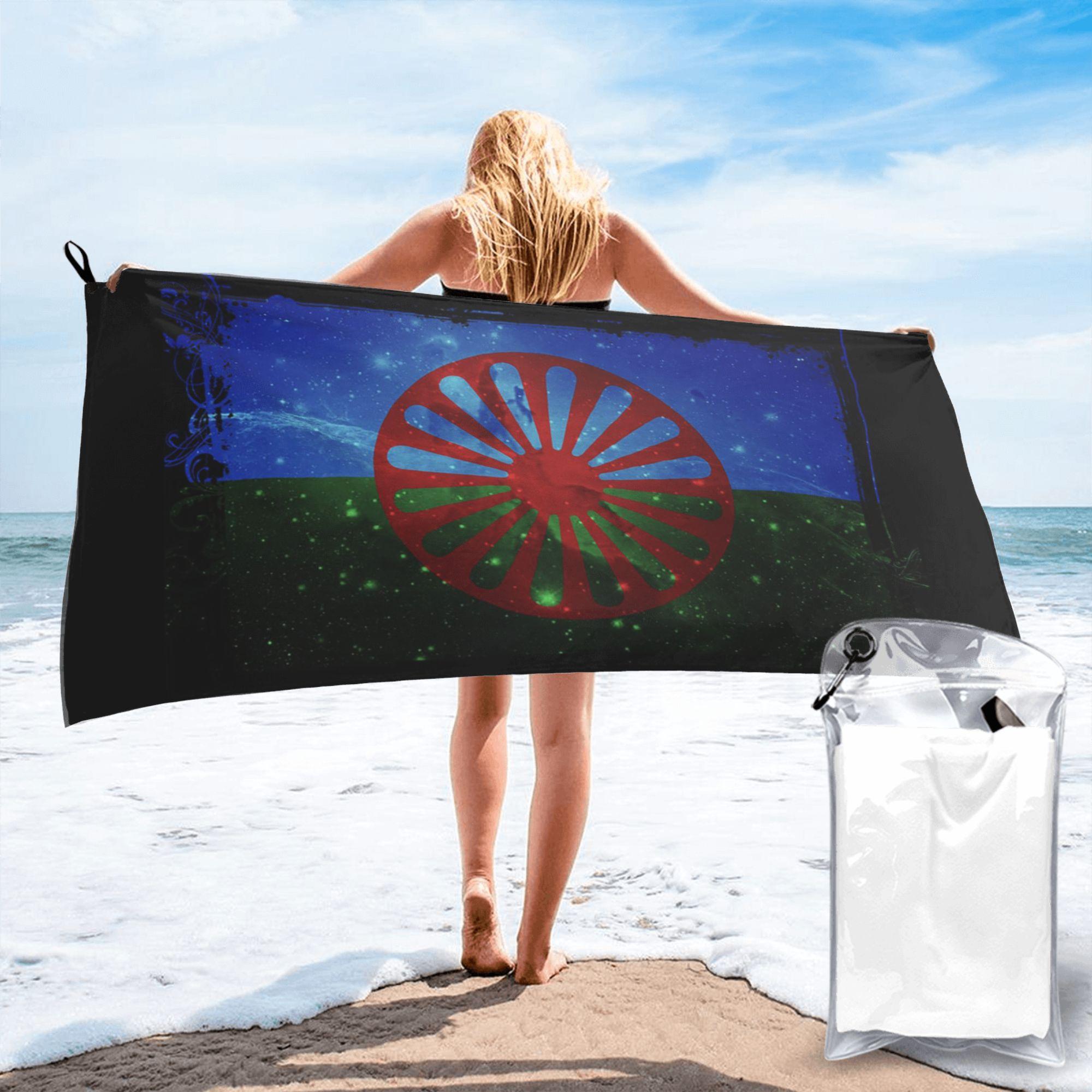 

Romany Gypsy Flag Beach Towel Soft Microfiber Quick Dry Absorbent Quick Towels For Bath W30*H60(CM)