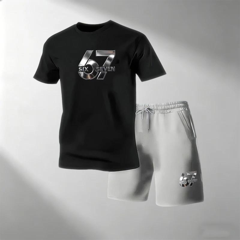 Hot Sale Men's 2 Piece T-Shirts Sets O-Neck Short Sleeve + Sports Shorts Breathable Quick Dry Casual Gym Home Outdoor Summer