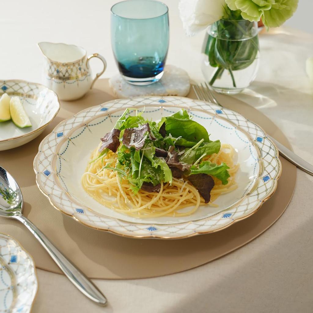 NARUMI Prima Donna Pasta Made In Elegant Curry Deep Gift Plate, 25cm, Gold, Japan, Stylish, Gorgeous, Rimmed, Plate, Plate, Boxed, 52476-1021