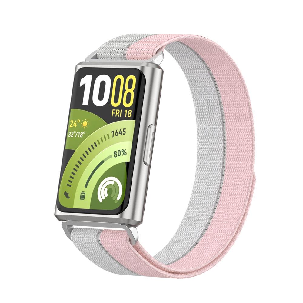 

Nylon Loop Strap for Huawei Band 11 / 11 Pro Breathable Sport Wristband Adjustable Replacement Bracelet Belt рожевий/сірий