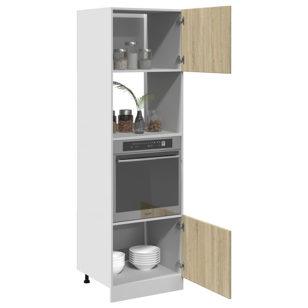 Microwave Built In Cabinet Lyon Sonoma Oak Finish 60 X 57 X 207 Cm Particleboard