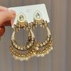 Rhinestone Tassel Water Droplet Earrings Beaded Tassel Exaggerated Tassel Earrings  Party