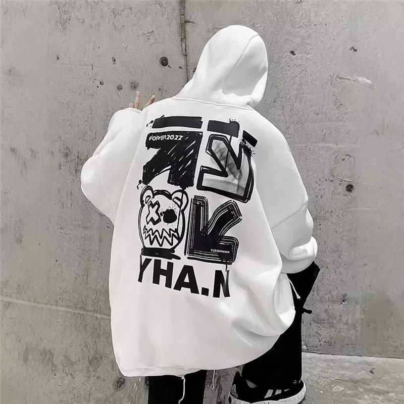 Men's Oversized Graphic Hoodie Hip Hop Style Long Sleeve Pullover Sweatshirt