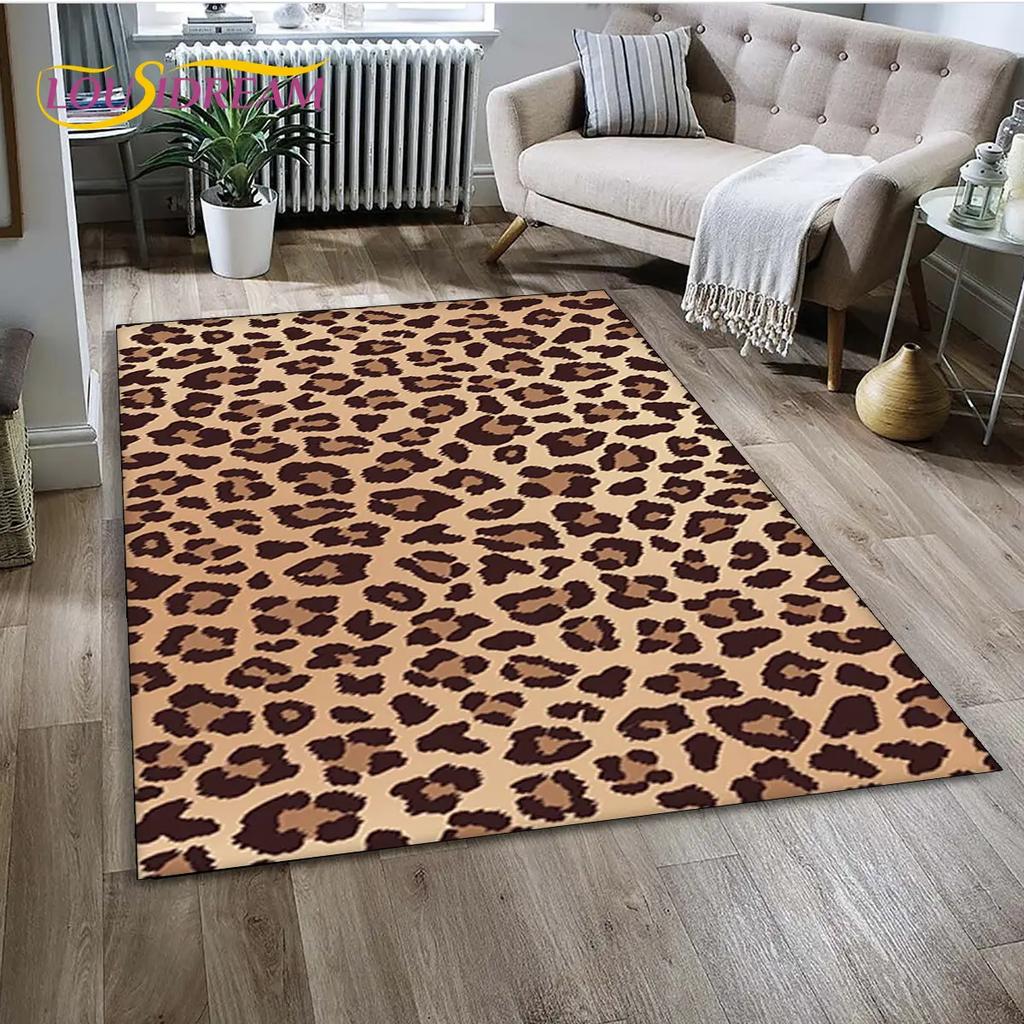 Wild Leopard Print 3D Series Area Rug,Carpet Rug for Home Living Room Bedroom Sofa Doormat Kitchen Decor,kids Non-slip Floor Mat