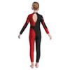 Jenter Elegant Danse Jumpsuit Langermet Ståkrage Skinnende Rhinestone Dekorert Kontrastfarge Hul Rygg Design