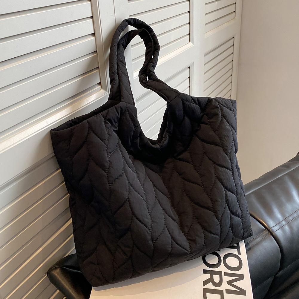 Casual Hand Bags Embroidery Thread Quilted Top-handle Bag Large Capacity Fashion Elegant Soft Cotton-Padded for Weekend Vacation