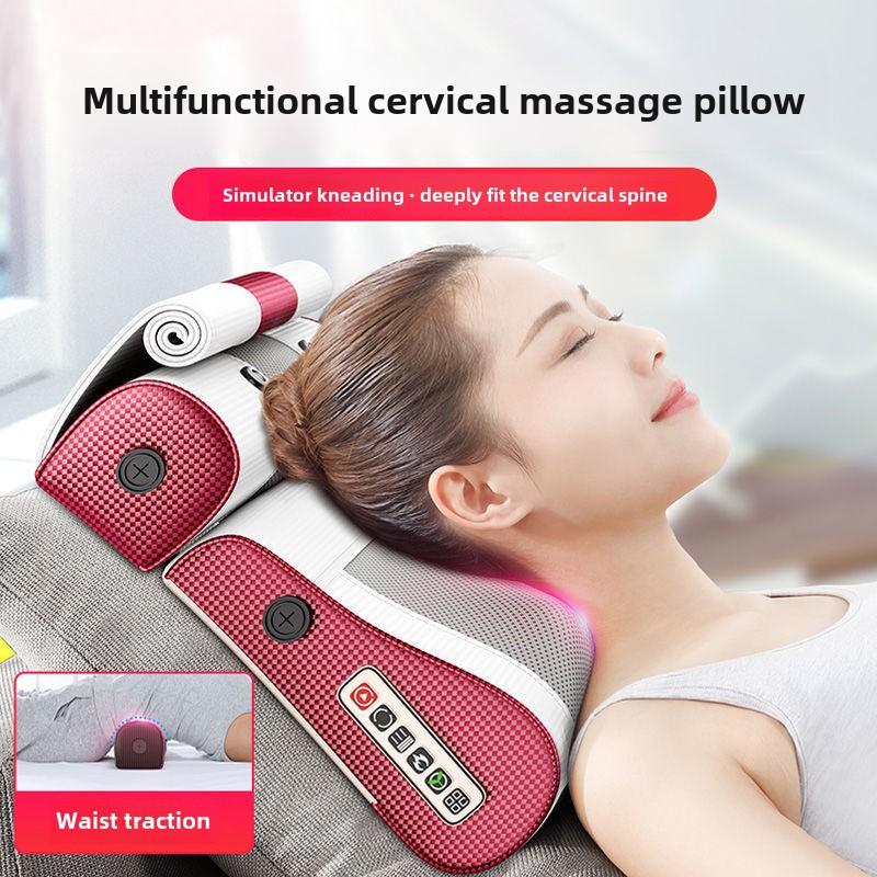 Cervical Vertebra Massage Pillow Kneading Deep Tissue Multi-func Electric Hot Compress Neck Massage Pillow with Infrared Heat