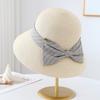 Korean Style Plaid Bowknot Bucket Hat Woven Sunshade Versatile Women's Summer Sunhat Fashionable Outdoor Protection
