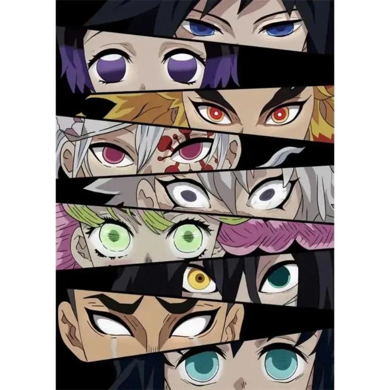 Anime-Figuren-Augen-Poster, ästhetisch, Hunter x Hunter Attack on Titan, Dämonenjäger, Manga-Leinwandgemälde, Wandkunst, Kawaii-Zimmerdeko