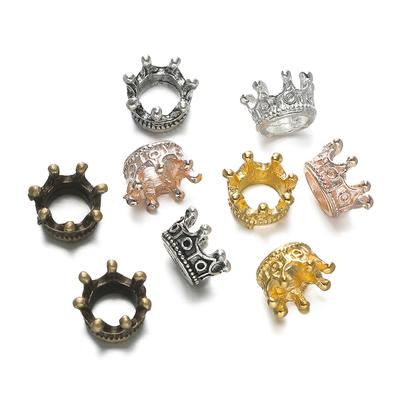 50pcs/lot Alloy Loose Spacer Crown Beads Gold Silver Bronze Color Charms Beads for DIY Jewelry Making Bracelet Accessories