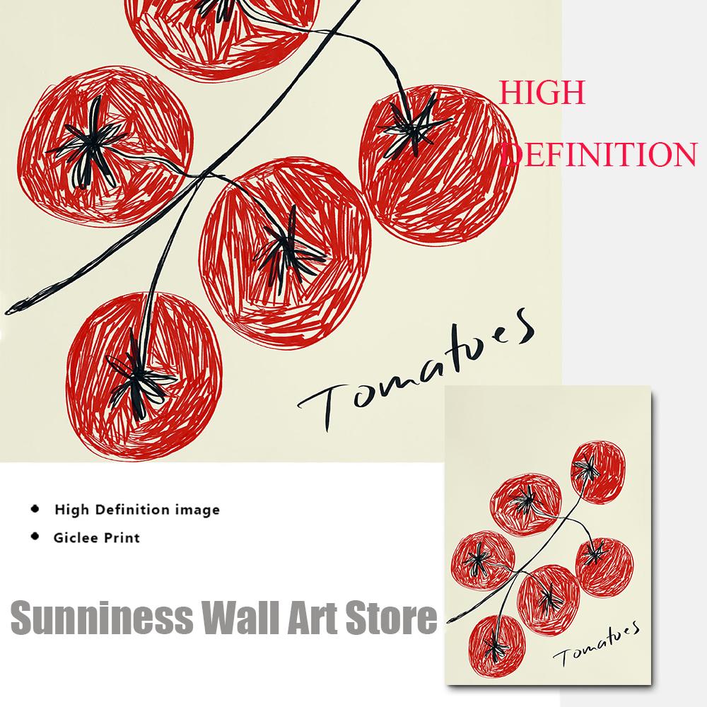 Moderne Lebensmittel Tomaten Blume Rose Poster Leinwand Druck Malerei Cocktail Tee Freunde Bringen Wein Wand Bild Kunst Wohnzimmer Dekor