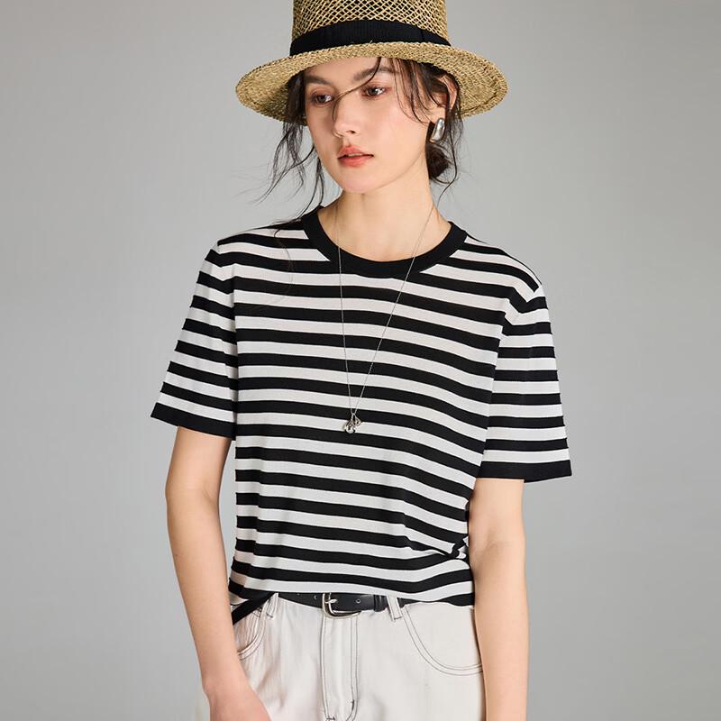 Women's Tencel Silk Blend Classic Striped T-Shirt