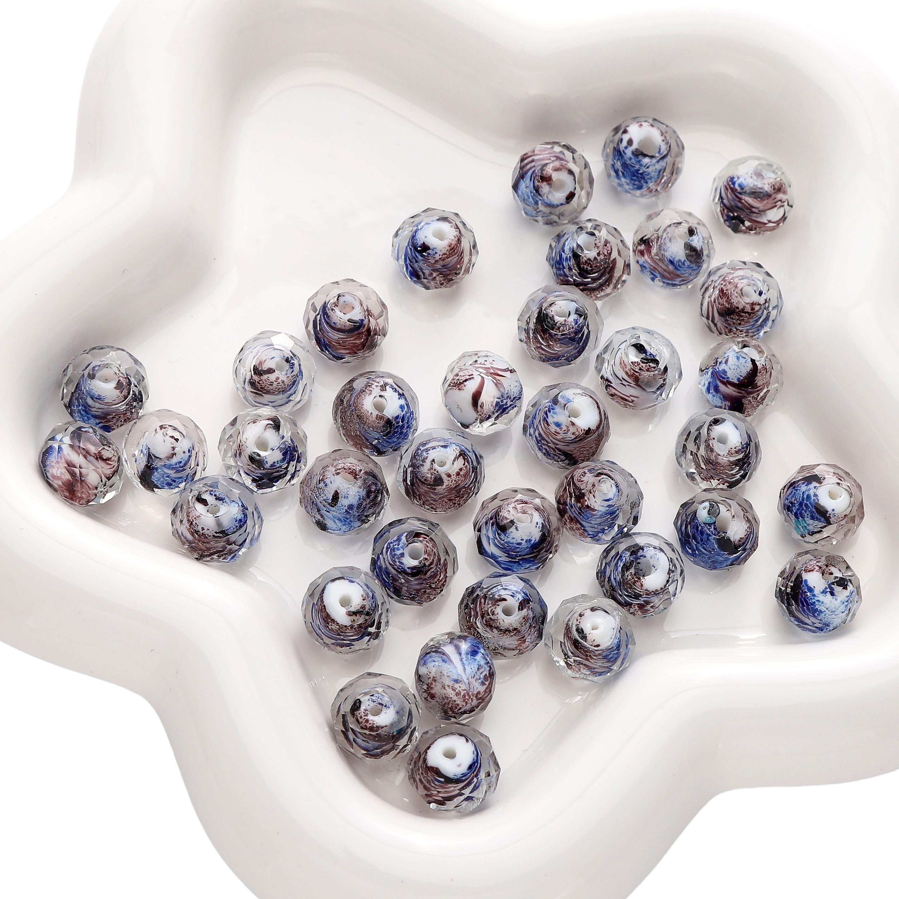 

12x10мм Граненые Стеклянные Бусины Плоские Круглые Разделительные Рассыпные Бусины для DIY Браслетов Ожерелий Изготовления Ювелирных Изделий 10