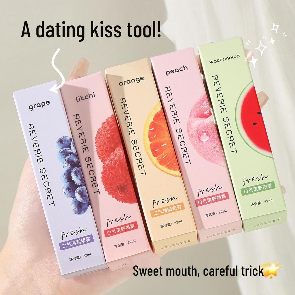 Dream Secret Fruity Oral Freshener Spray - Peach, Grape, Lychee, Watermelon, Orange - Popular Cross-Border Item.