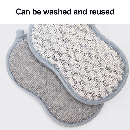 5Pcs Cleaning Rags with Hanging Hole Design Double-Sided Silver Wire Water-Washed Reusable Household Cleaning