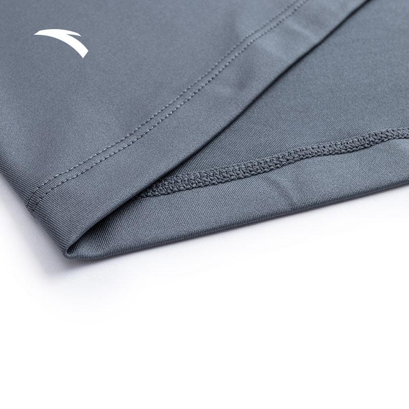 Anta Training Series Color Block Letter Round Neck Pullover Long Sleeve Fitness Shirt Men tops Coal-Gray 152457401-3