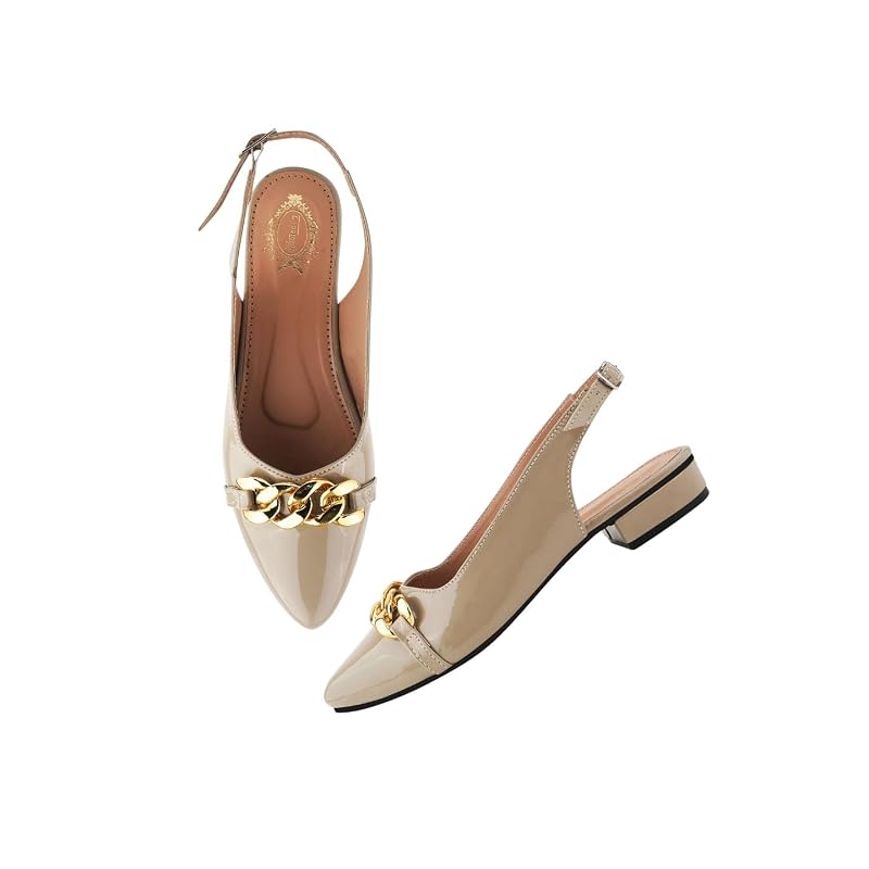 Shoetopia Pointed Toe Flat Beige Belly For Girls-Eu37