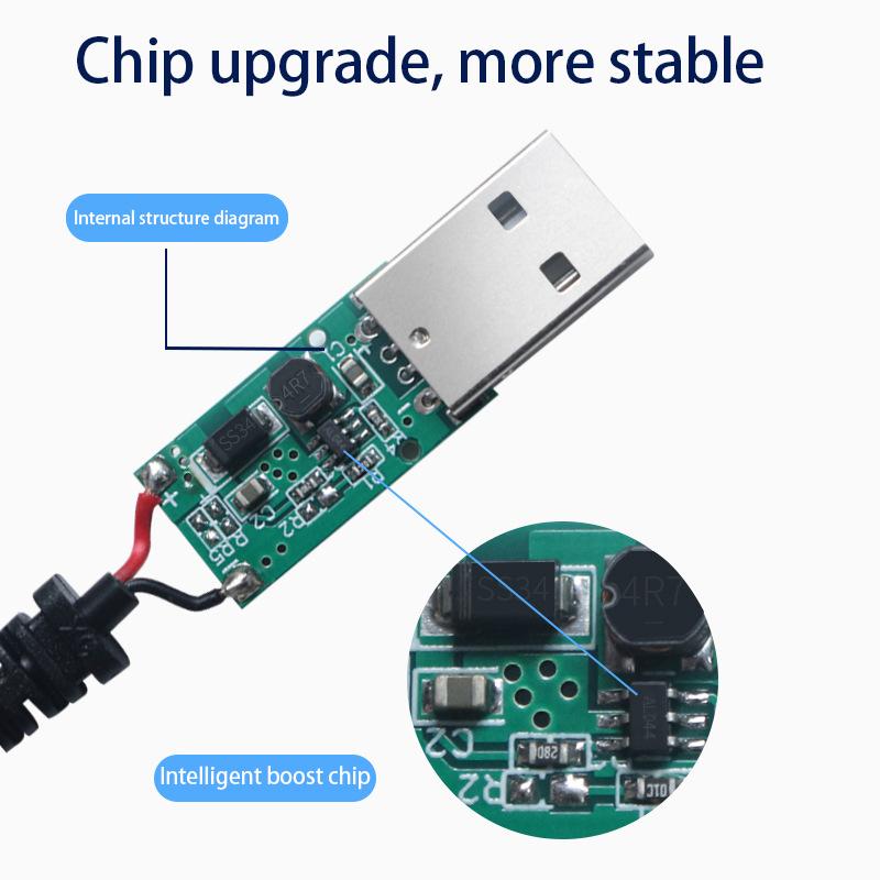 USB Booster Power Cord 5V To 12.6V PVC Jacket Pure Copper Material Connection Route Uninterrupted DC5521 Boosted