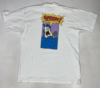 VINTAGE Le Tick T-shirt Graphique Spoon 1994 Hommes XL Blanc Dessin Animé TV Rare USA Années 90
