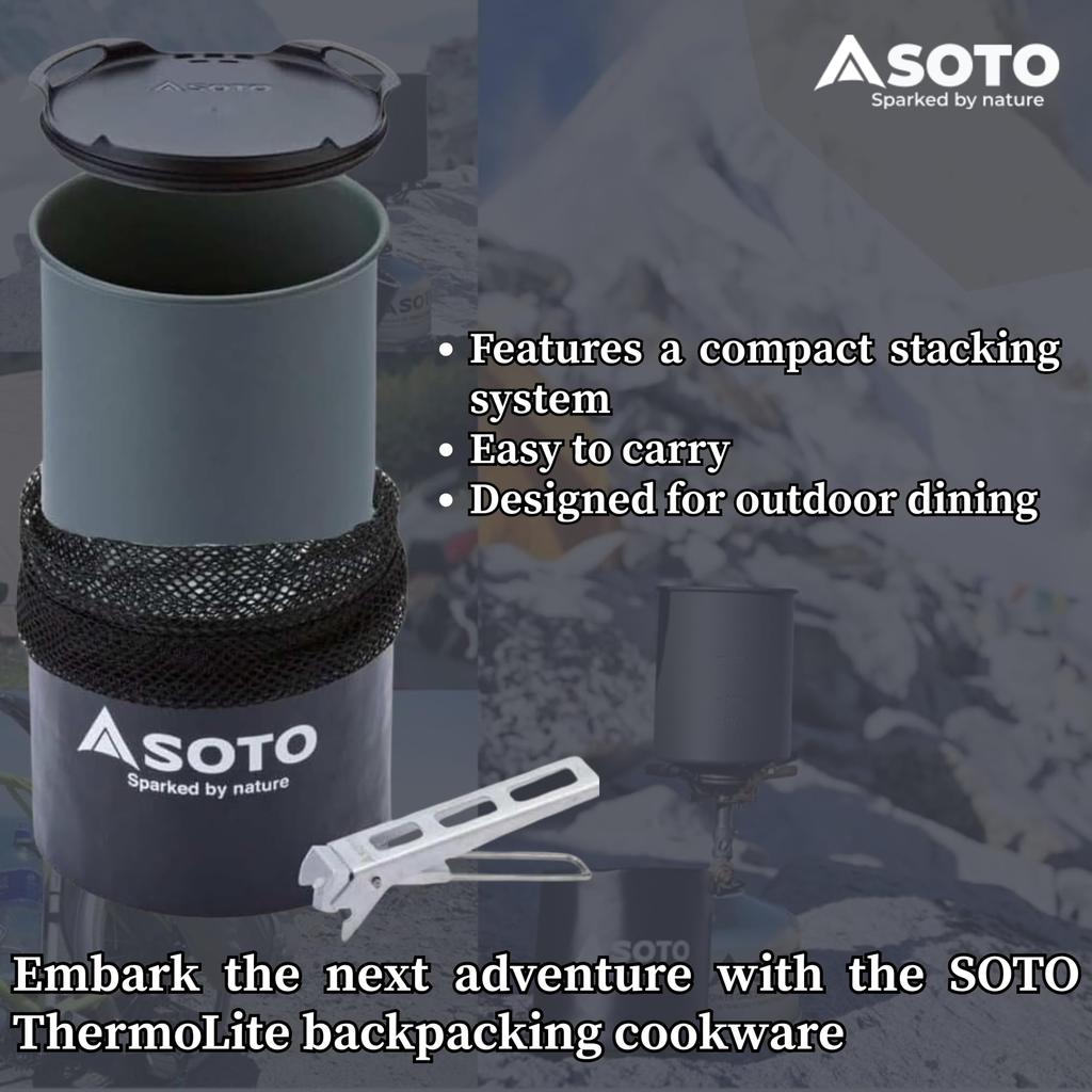 SOTO Cookware Mug Set for and Outdoor Activities Thermolite & 4-Piece - Lightweight, Compact, Solo/Duo Use, Hiking, Trekking, Camping, - SOD-522