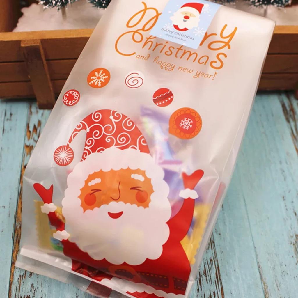 50pcs-Christmas Candy Packaging Cookie Bag Flat Pocket Pastry Bag Biscuit Bag