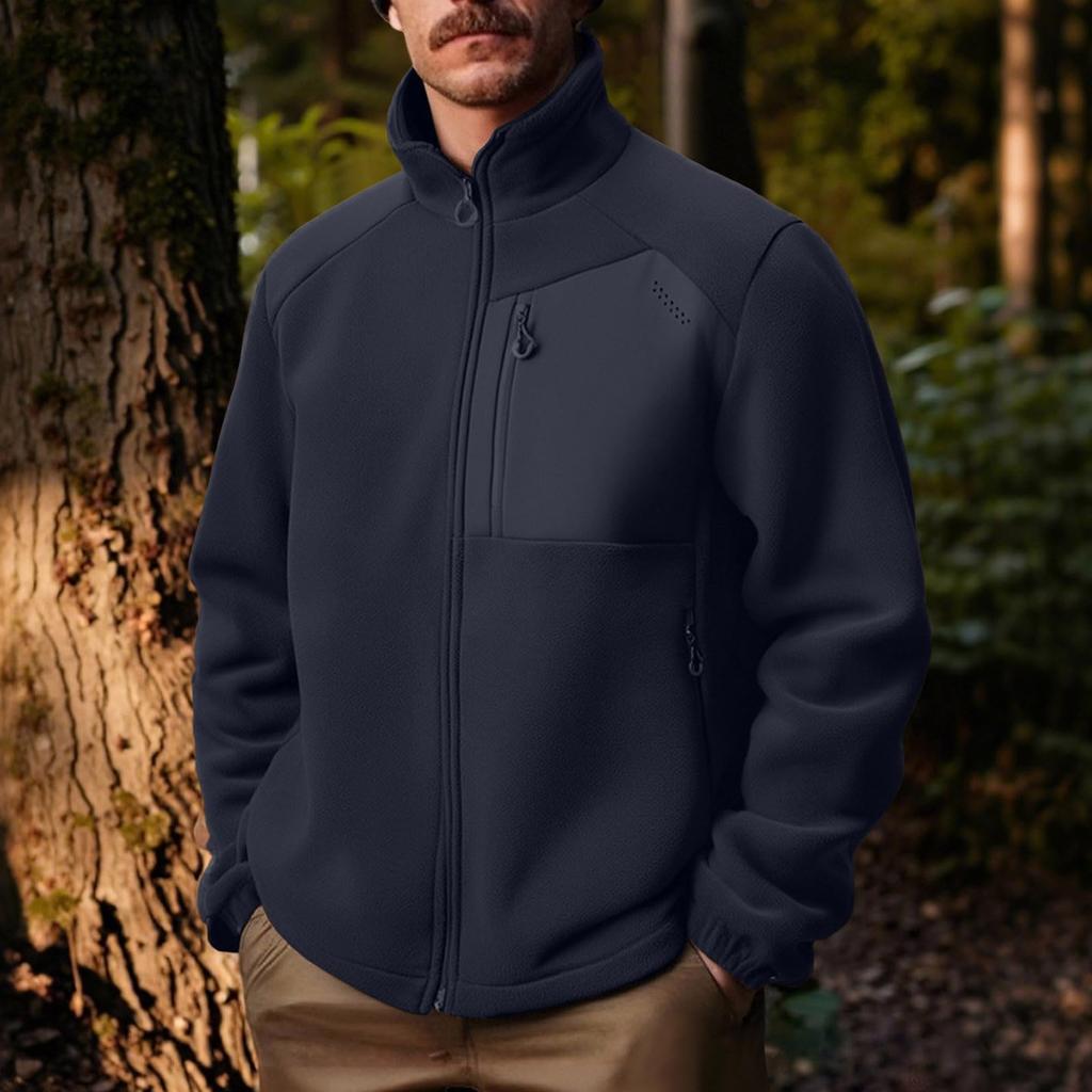 Pánská fleecová mikina na zip Větruodolná Měkká Lovecká bunda Těžké bundy se stojáčkem a kapsou na zip