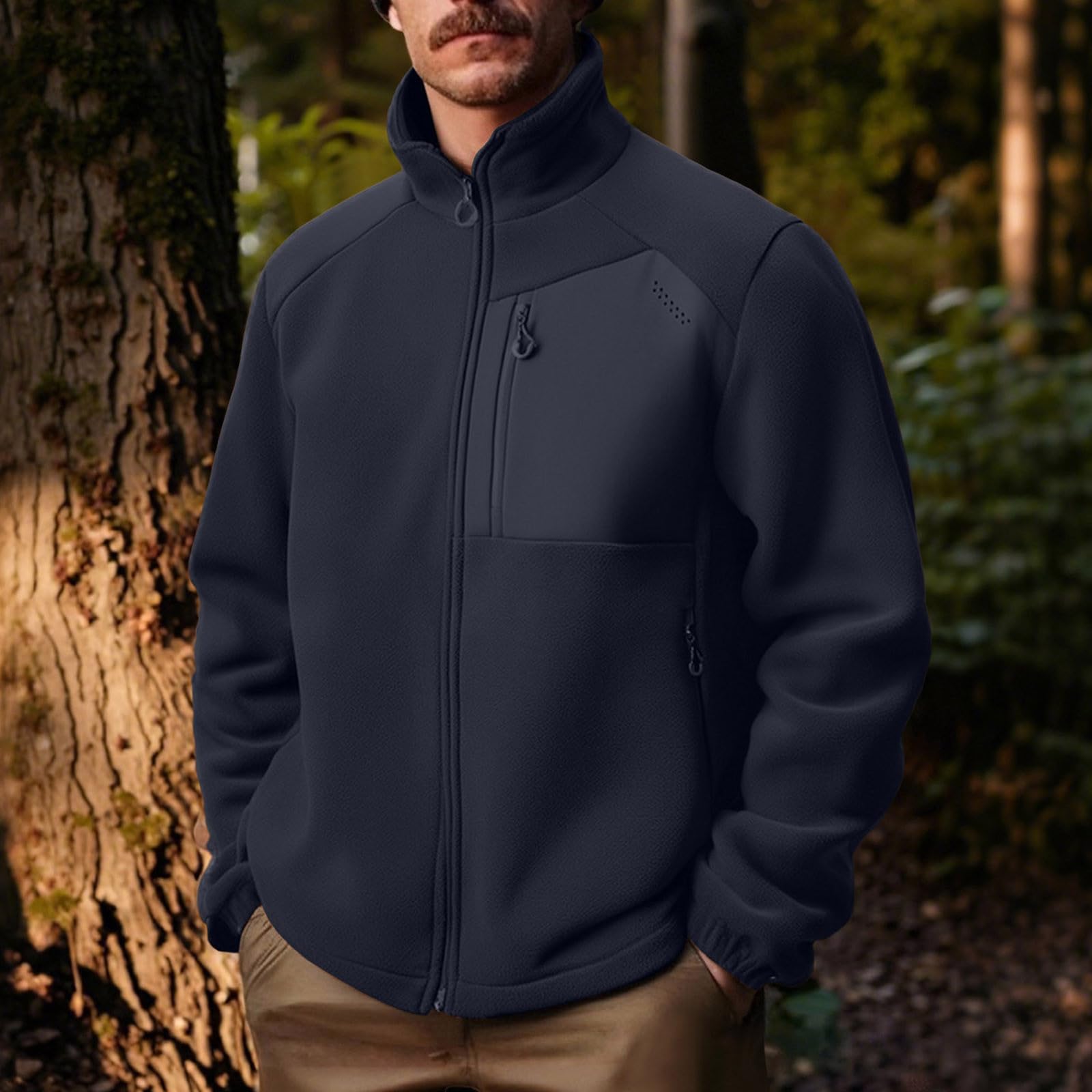 

Мужская флисовая толстовка на молнии, ветрозащитная, мягкая, охотничья куртка, тяжелые куртки с высоким воротником и карманом на молнии L