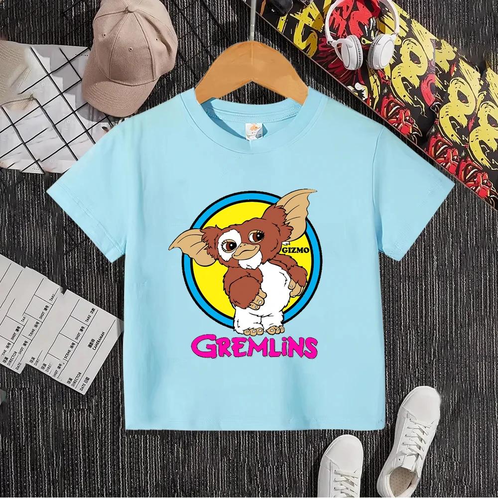 Gremlins Gizmo Children T-shirt Summer Short Sleeve Boy Girl Kids Tee Shirts Cartoon Anime Children's Clothes Top Birthday Gift
