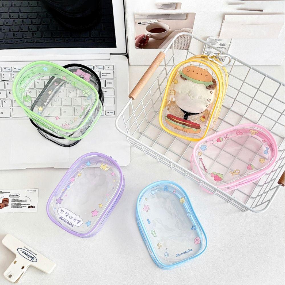 PVC Data Cable Storage Bag Transparent Dolls Outdoor Bag Plush Dolls Storage Pouch for 13cm Dolls