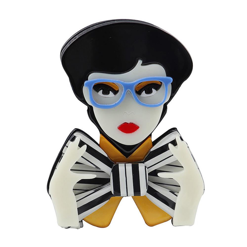 New Design Unique Lady Figure Acrylic Brooch Pins For Women Girls Brooches Pins Lapel Badges Bag Decorations Party Dress Jewelry