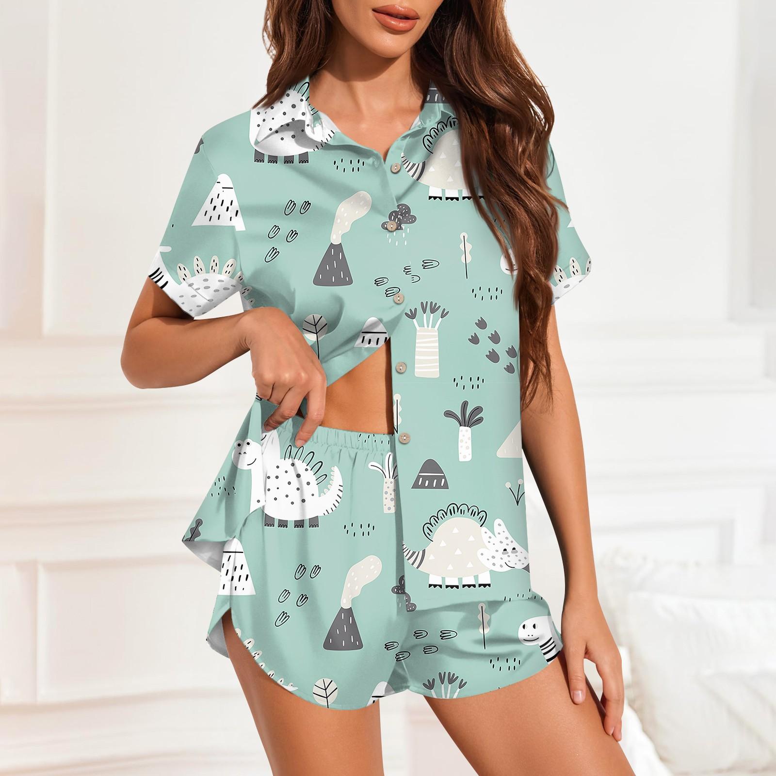 

Женская шелковая пижама с пуговицами, домашняя одежда, принт со звездами, короткий рукав, атласный пижамный комплект из 2 предметов XL белый