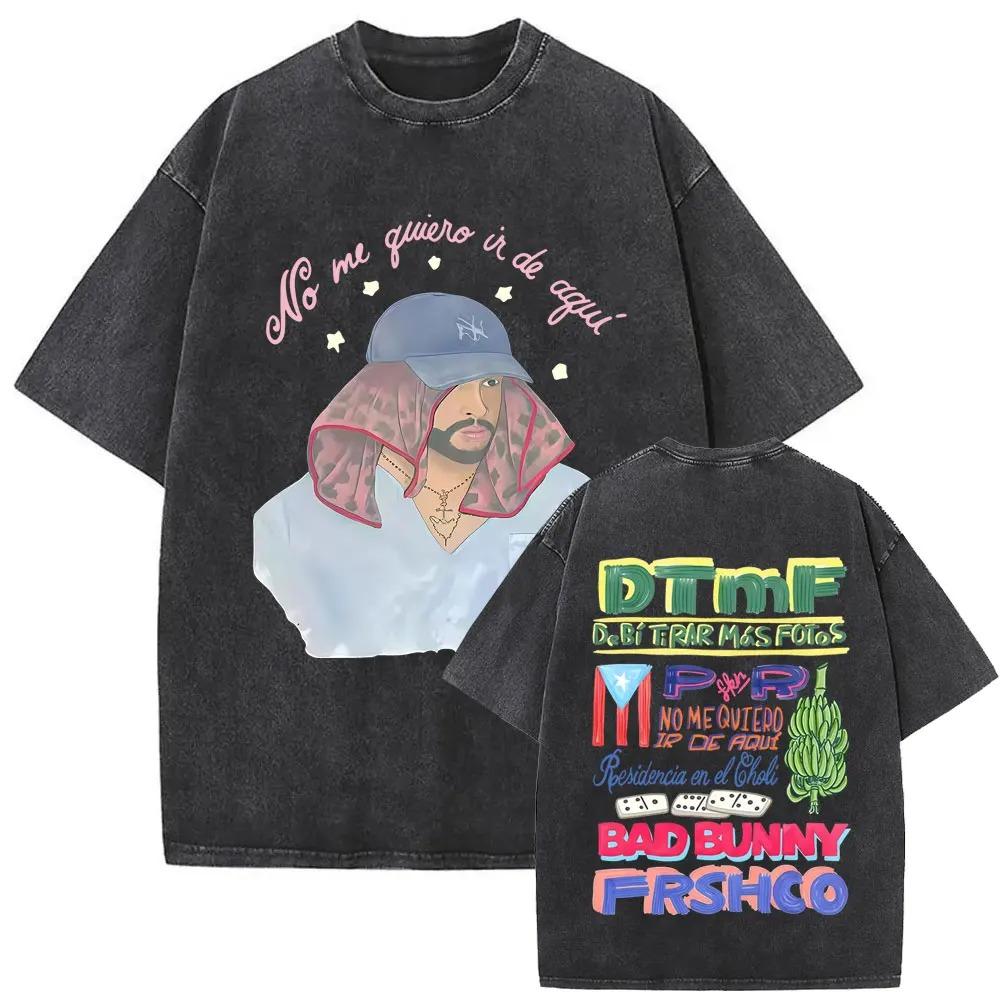 Bad Bunny DeB Tirar Ms Fotos Vintage Washed Puerto Rico Seal Graphic Oversized Unisex Reggaeton Latin Trap Fan TShirt S