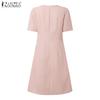 ZANZEA Women Summer Casual V-Neck Solid Color Short Sleeve Dress