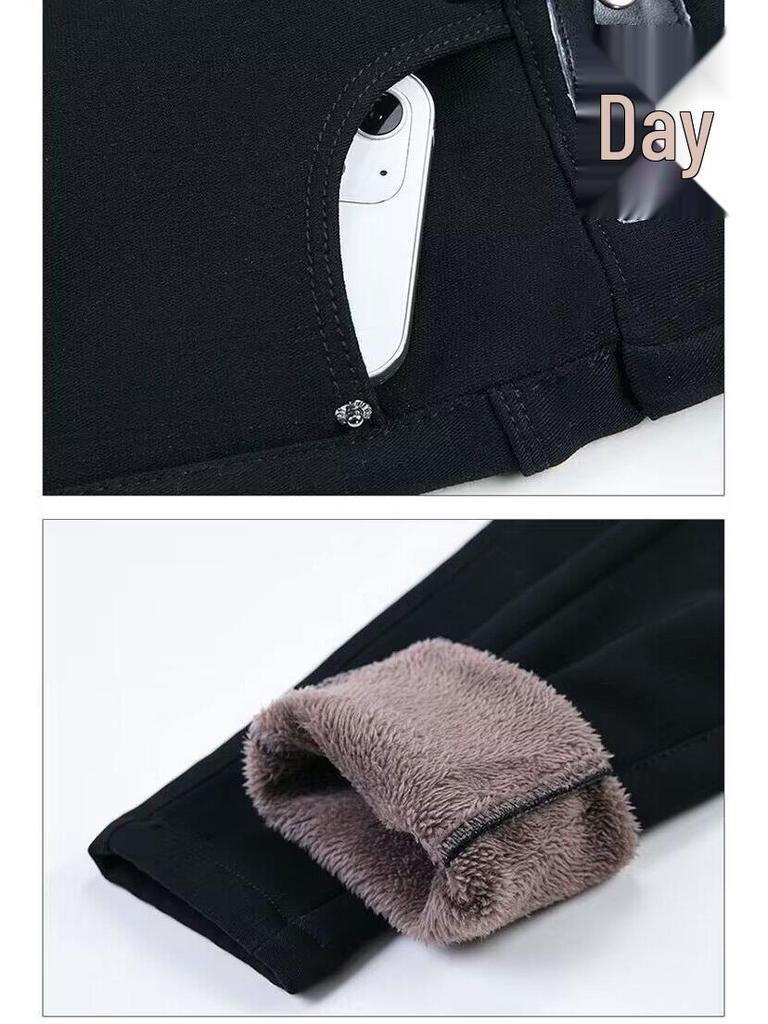 Damen Fleecegefütterte High-Waist Stretch Jeans, Übergröße, Schlankmachender Elastischer Bund, Skinny Bleistifthose für Herbst/Winter 2025.