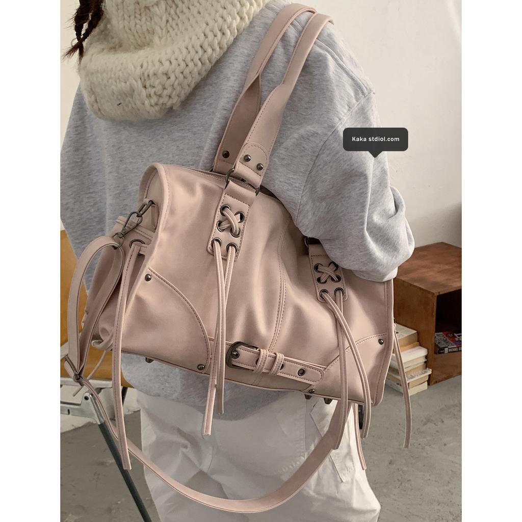 Wasteland style handheld motorcycle bag women's 2025 new trendy Korean retro tote bag high-end large-capacity underarm bag
