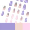 24 Pcs Short Ballerinas Press On Nail 3D Flowers False Nail Acrylic Nail Glossy Full Cover Stick on Nail for Woman