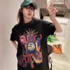 American Retro Cartoon Printed Pure Cotton Short-sleeved T-shirt Men's and Women's Large Size Fat Mm Loose Casual Couple Half-sleeved Top