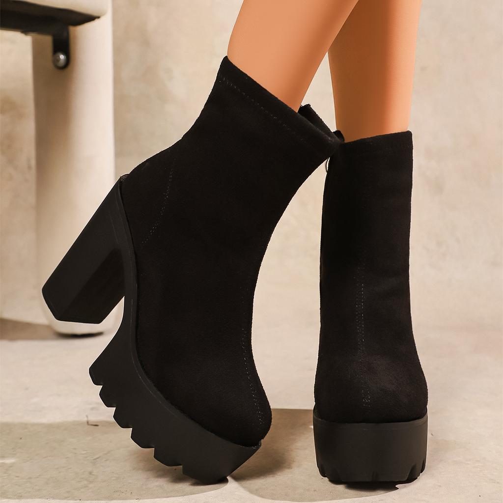 Fashion 11.5CM hate sky high waterproof platform shoes autumn winter new ultra-high heel women short boots increase wedge heel shoes