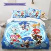 Hedgehog Sonic Pattern Bedding Quilt Set Quilt Cover Pillowcase Home Decoration Birthday Gift (1 * duvet cover + 2 * pillowcase, without core)