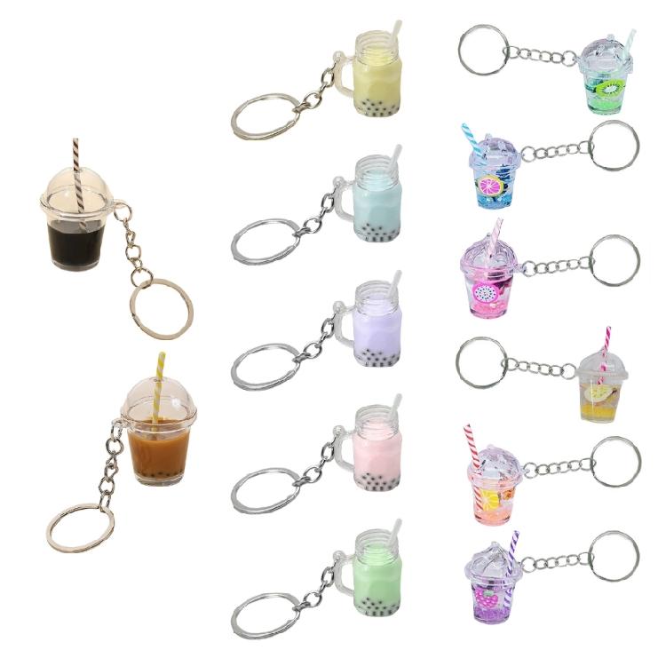 Small BobaMilk Tea Cup Key Chains Cute Bubble Tea Keychain KawaiiCar Keyring