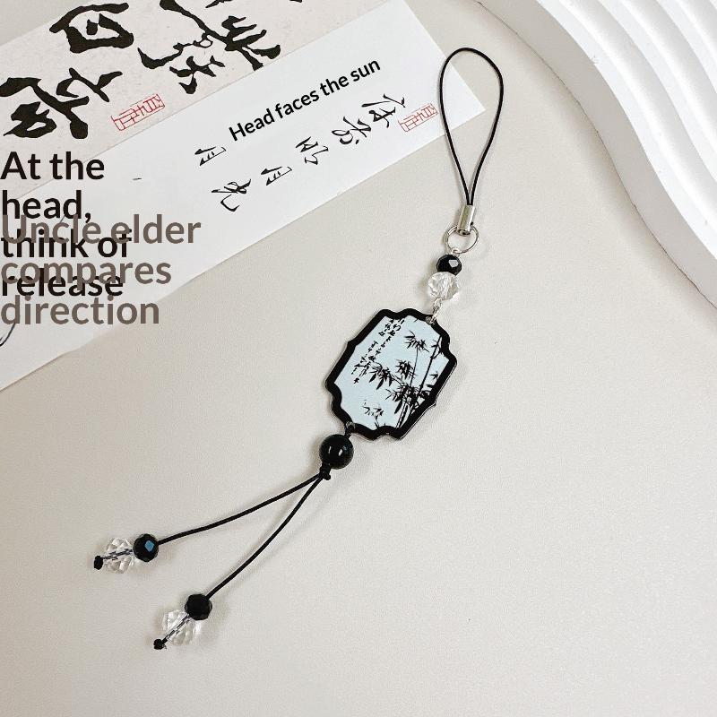 Calligraphy Fan Ring Butterfly Style Retro Vintage Phone Link Decoration Bag Pendant For Daily Elegant Bag Hanging Accessories