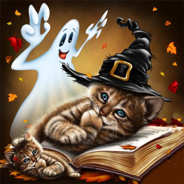 5D Diamond Painting Dog Full Drill Round New Arrival Diamond Embroidery Animal Cat Mosaic Rhinestone Kit Halloween Gift