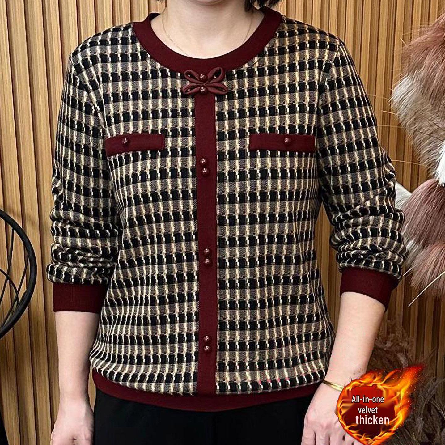 

Plaid Fleece-Lined Winter Top for Women: Stylish, Slimming & Warm Long-Sleeve Shirt 6XL 150-165 jin