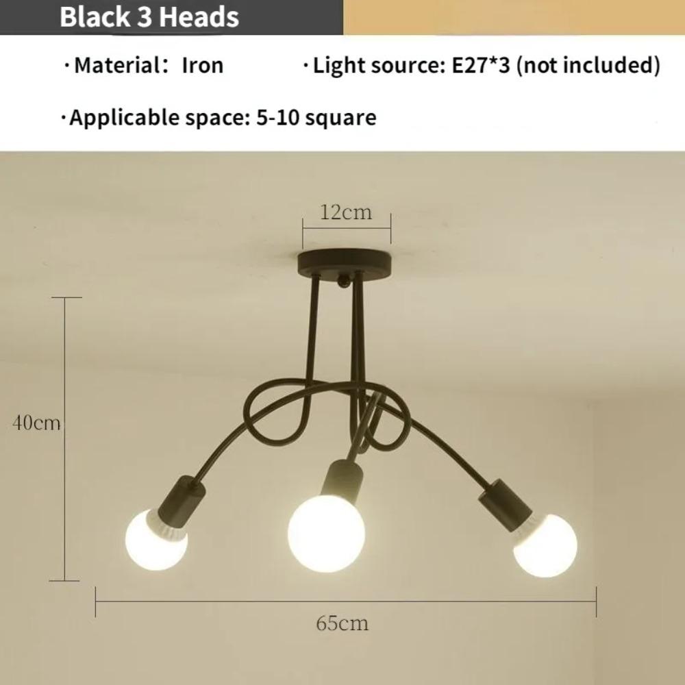 

Nordic 3/5-Lights Wrought Iron LED Ceiling Lamp Black White Gold E27 Light Living Room Modern Decoration Home Lighting Fixture No Bulb