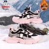 Bobodou 2025 Winter Girls' Waterproof Leather Fleece-Lined Sports Shoes