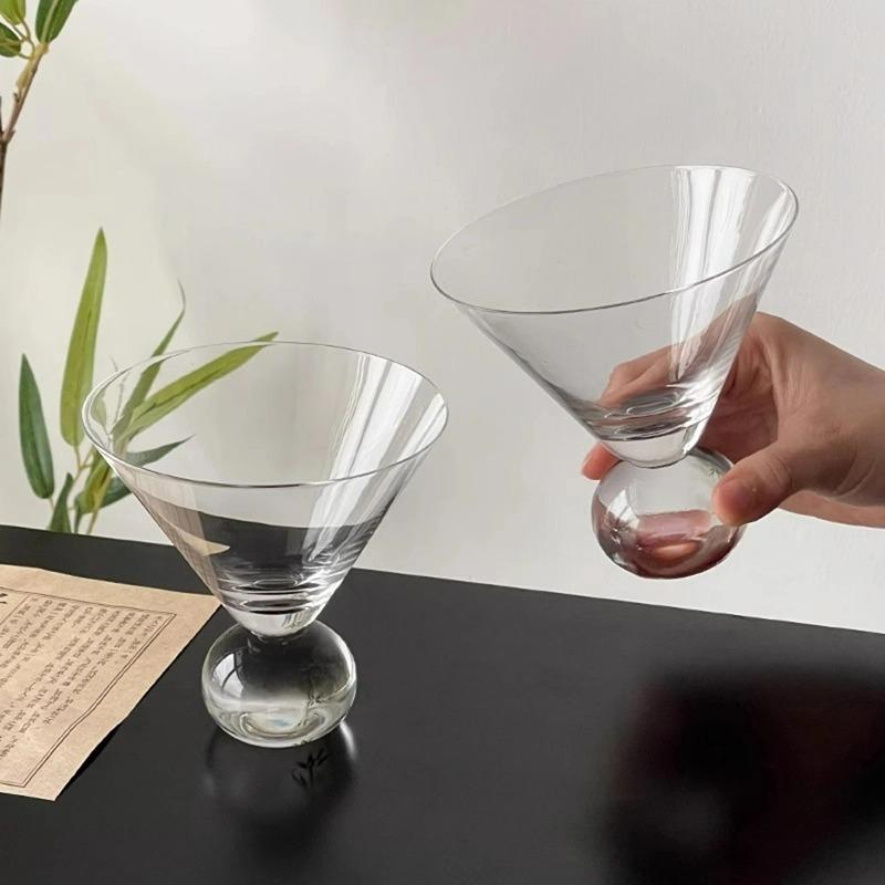 Japanese Style Martini Glass Cup Short Foot Beaded Cocktail Glasses Cups Thin Champagne Glass Transparent Wine Glasses Cup